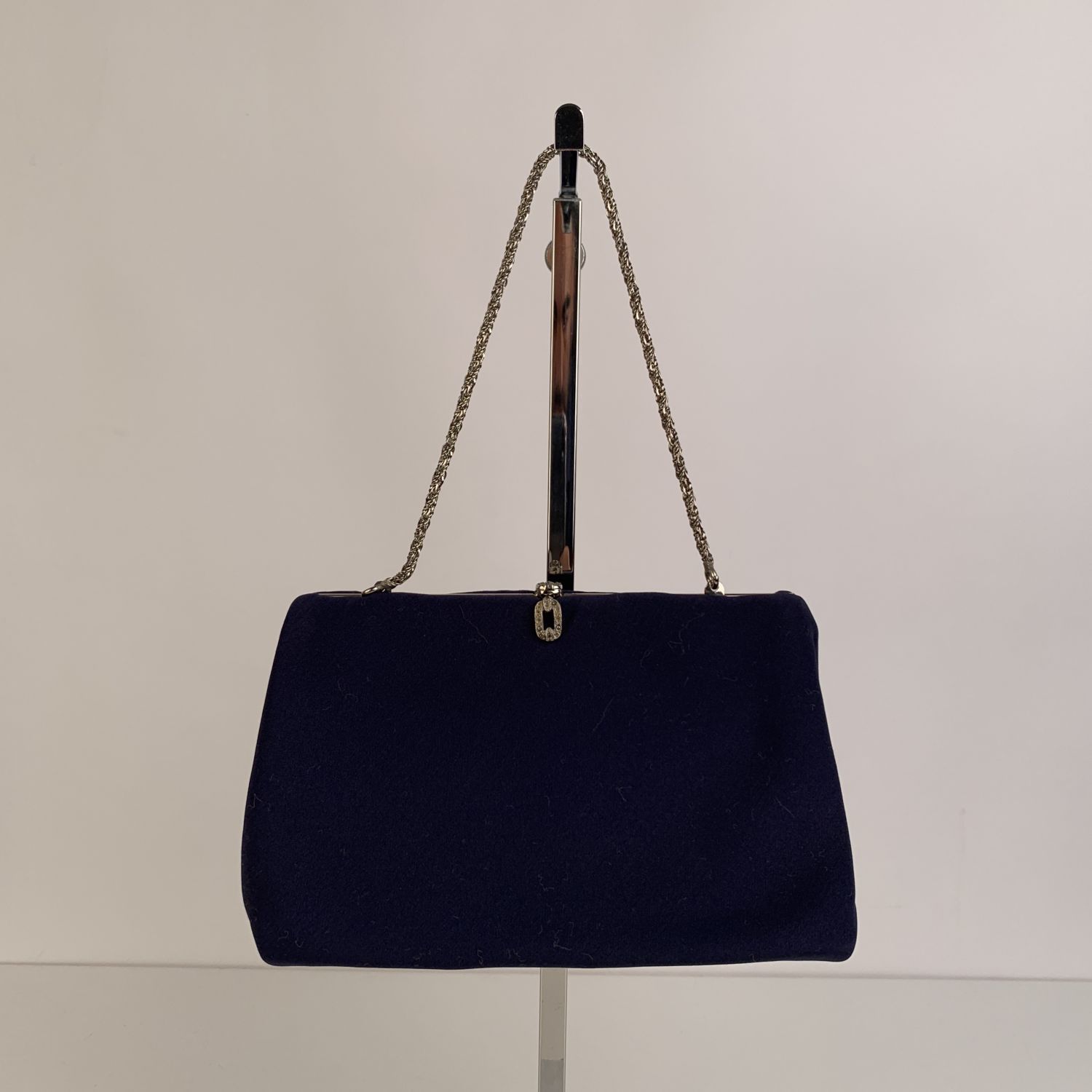 navy satin evening bag